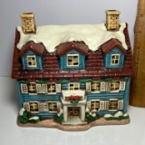 1986 Lefton China Light-up Colonial Village House with Cord & Bulb