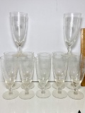 12 pc Etched Floral Glass Stemware