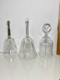 3 Pretty Glass & Crystal Bells