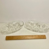 Pair of Pressed Glass Oval Dishes with Star Pattern