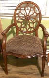 Nice Wooden Parlor Chair with Webbed Back & Ornate Carvings