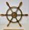 Vintage Brass Real Ships Wheel with Wooden Handle