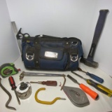 Nice Irwin Canvas Tool Bag with Kobalt Sledgehammer, Level, Hand Tools & More