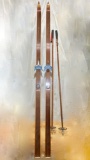 Vintage Wooden Cross Country Skis & Poles By Bonna Model 2400