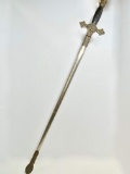Early Ornately Decorative Knights of Columbus Ceremonial Dress Sword by Lynch & Kelly with Scabbard