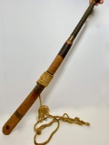 Early Oriental Daab Sword with Wooden Scabbard & Brass Accent