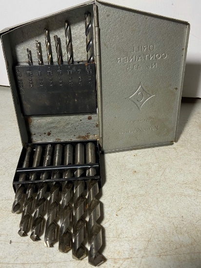 Lot of Drill Bits in Metal Case