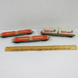 3 A.T. Santa Fe Piggyback Train Cars with 2 Seatrain Containers Detailed HO Scale