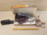 Tyco Bridge & Train Trestle Kit & Part of P.R.R. Crane Car & Telegraph Poles HO Scale