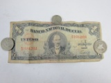 1949 Series Cuba Peso Bill & Cuban Coins