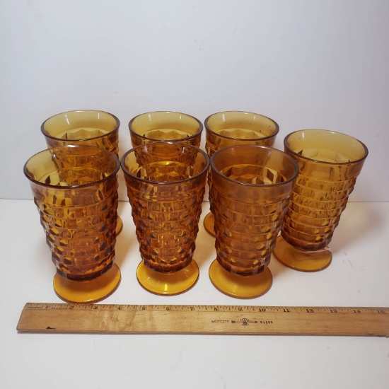 Vintage Amber Indiana Glass Set of 7
