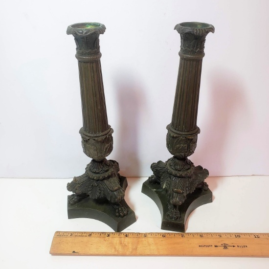 Vintage Bronze Candlesticks Set of 2