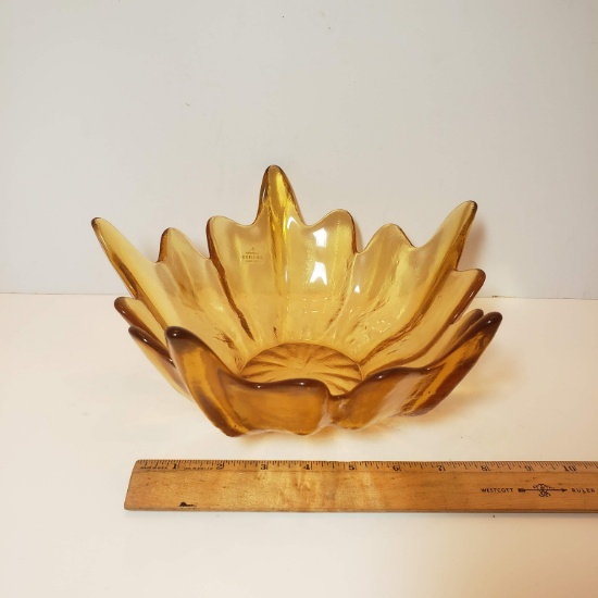 Vintage Mid Century Viking Glass Amber Bowl