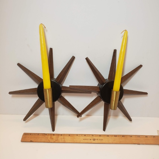 Vintage Mid Century Starburst Sconce Pair