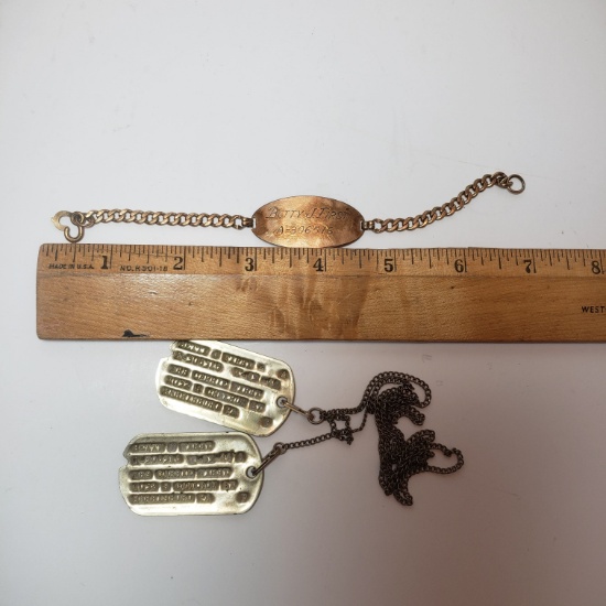 Vintage Dog Tags and Identity Bracelet