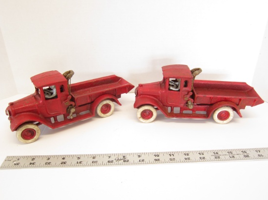 Pair of Cast Iron Toy Dump Trucks with Working Dump Action