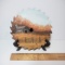 Vintage Barn Scene Hand Painted Circular Saw Blade Signed J Clem with Stand