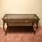 Metal Glass Top Console Table With Slate Accents