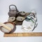 Asian Style Décor Lot, Embroidery, Teapot, Chopsticks Set, and More