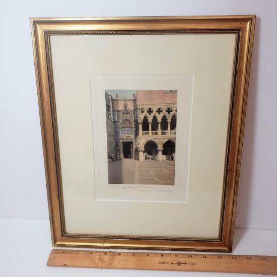 Antique Signed Wallace Nutting "Gate of Doge’s Palace" Colorized Photo Framed Art