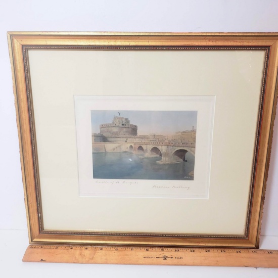 Antique Signed Wallace Nutting "Castle of St Angelo" Colorized Photo Framed Art