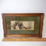 Vintage French Scene Art in Ornate Gilt Frame