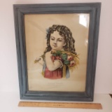 Vintage Framed Currier and Ives Little Daisy Print