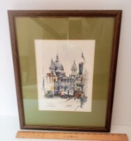 Vintage St Paul’s Cathedral by Jan Korthals Signed Watercolor