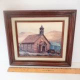 Vintage Bodie Ghost Town Church Framed Photo