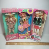 Vintage Pretty in Plaid, Sunflower, and Holiday Season Barbies Lot of 3