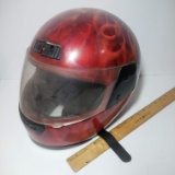 Red Flame Motorcycle Helmet