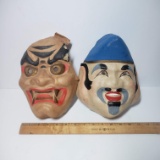 Set of 2 Asian Paper Mache Masks