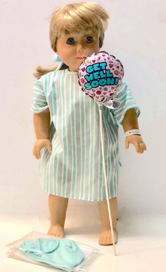 Original 18" American Girl Doll Hospital Edition w/Hospital Gown Bracelet & Get Well Soon Balloon