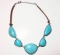Silver Tone Necklace with Large Turquoise Colored Stones