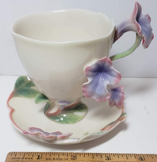 Franz Porcelain Collection Sage Herb Design Cup & Saucer FZ00457