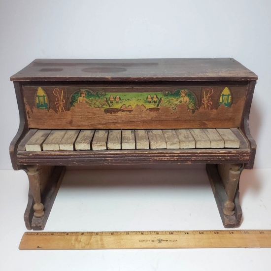 Antique Wood Doll Size Piano - Works