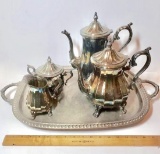 Vintage WM A Rogers Silverplate Tea Set of 5