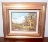 Vintage Mountain Scene Artistic Interiors Original Oil Painting Signed