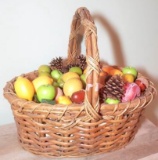 Large Basket Full of Faux Fruit Vase Filler