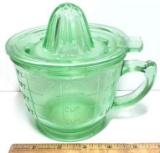 Vintage Green Depression Glass Juicer with Pitcher