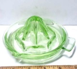 Vintage Green Depression Vaseline Glass Juicer