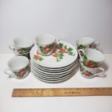 Vintage Groseillier Rouge by Seymour Man Berry Snack Plates and Cups Set of 8