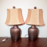 Hammered Bronze Look Lamps Set of 2