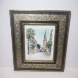 Vintage St Phillips Church in Charleston Lithograph by DM Carter Signed and Numbered