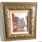 Original Oil Painting of European Town in Nice Carved Wood Frame