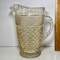 Vintage Iridescent Tall Heavy Glass Pitcher with Diamond Pattern