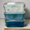 Lot of 3 Turquoise Vintage Pyrex Refrigerator Dishes with Lids