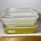 Pair of Yellow Pyrex Refrigerator Dishes with Lids