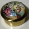 Brass Pill Box with Plastic Divided Insert & Victorian Scene
