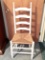 White Painted Vintage Ladder Back Chair with Rush Seat